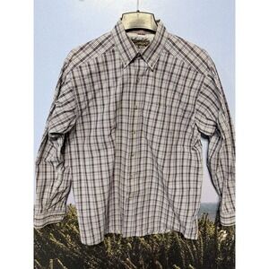 Ariat Pro Series Shirt Men's L Blue Checked Button Down Vented Rodeo Cowboy Logo